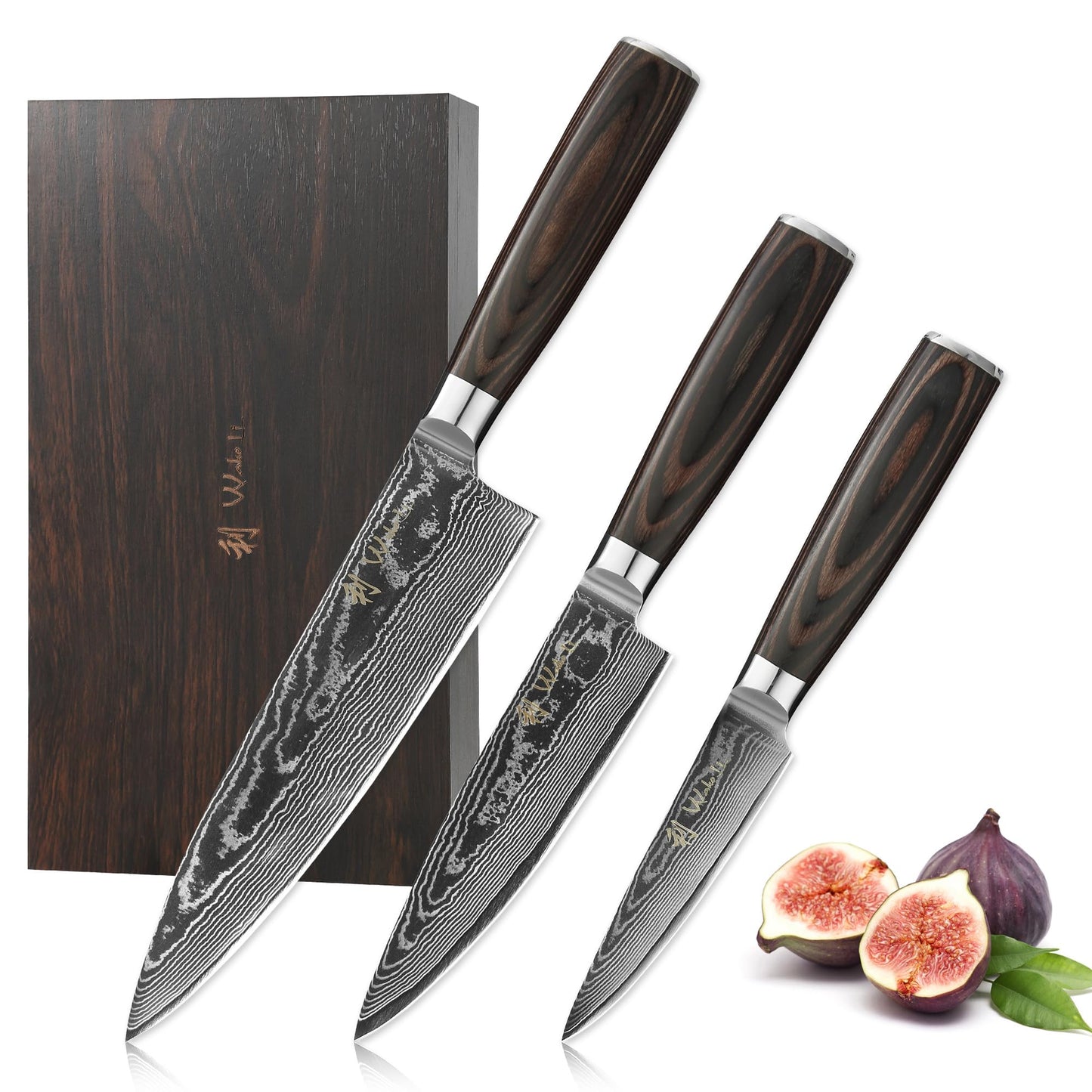 Wakoli EDIB Essentials 2-Piece Damascus Chef Knife Set, VG10 Core, Gift Box