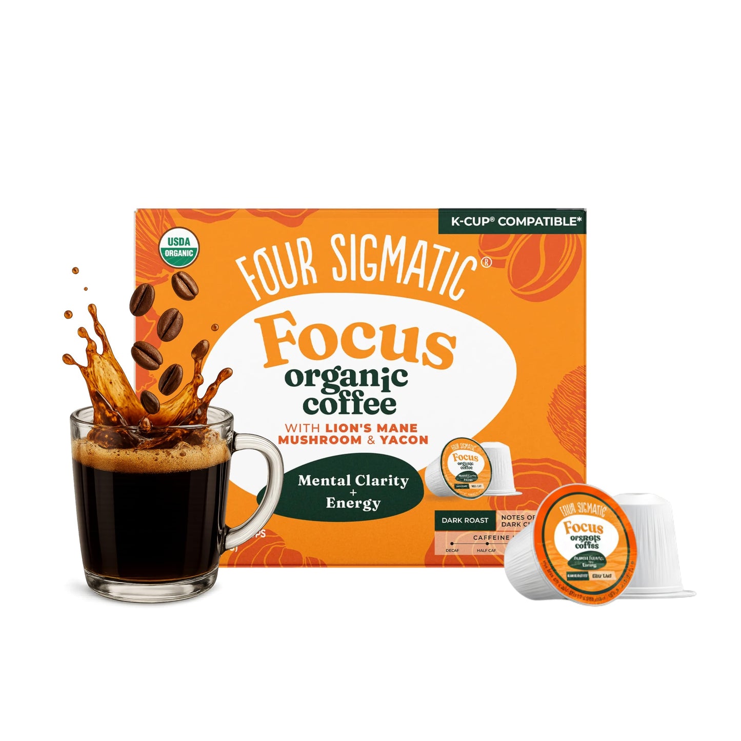Four Sigmatic Adaptogen Coffee K-Cups | Organic Medium Roast Ground Coffee with Ashwagandha, Eleuthero, Chaga & Tulsi | Immune Support & Stress Relief | Keto | 24 Count