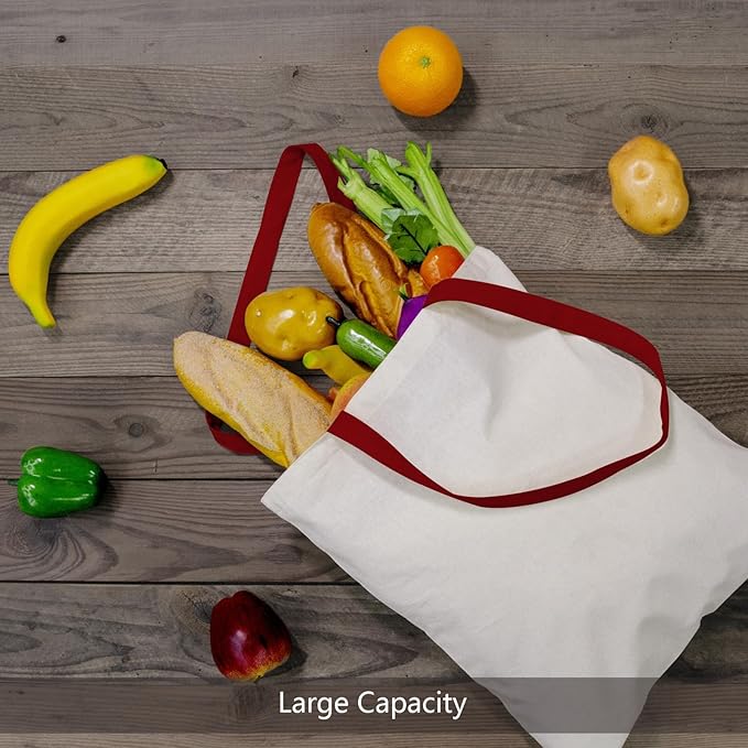 TOPDesign 24-Pack Economical 16"x15" Cotton Tote Bag, Lightweight Medium Reusable Grocery Shopping Cloth Bags, Suitable for DIY, Advertising, Promotion, Gift, Activity