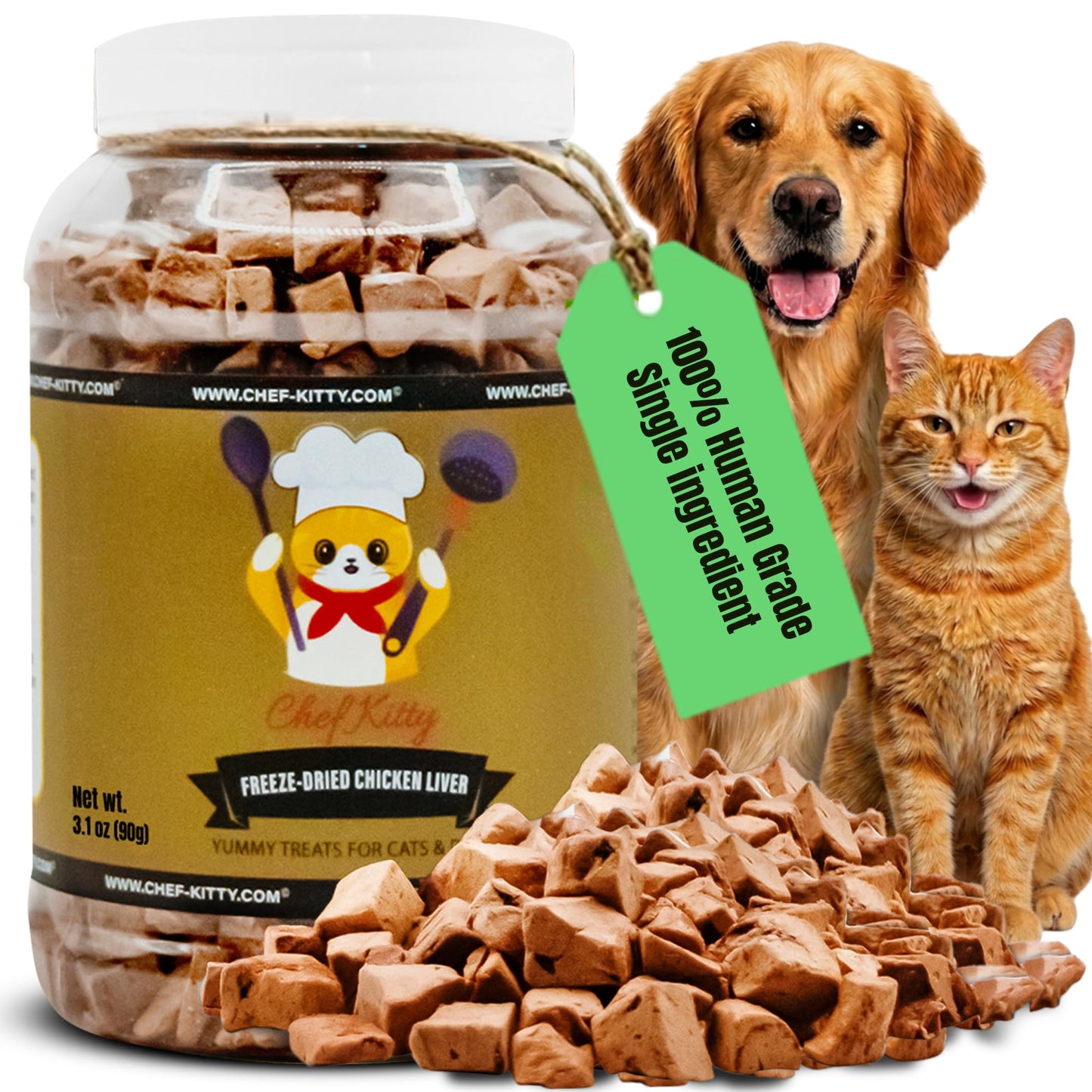 Chef Kitty Freeze Dried Chicken Liver Dog Treats, Single Ingredient, 1.7oz
