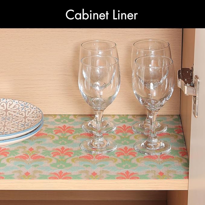 Cooyes Shelf Liner for Kitchen Cabinets – Non-Adhesive Waterproof Drawer Liner – Durable EVA Material Easy-to-Cut Shelf Paper for Refrigerator, Cupboard, Dresser with Modern Pattern