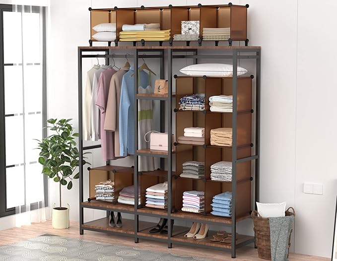 HOMIDEC Closet Organizer, 12-Cube Closet Organizers and Storage, Cube Storage Organizer for Kids, Closet, Bedroom, Bathroom, Office, Brown