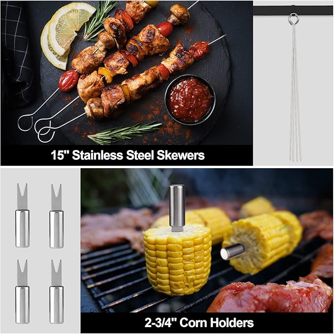 HAUSHOF BBQ Grill Accessories Set, 15PCS Stainless Steel Grill Tools
