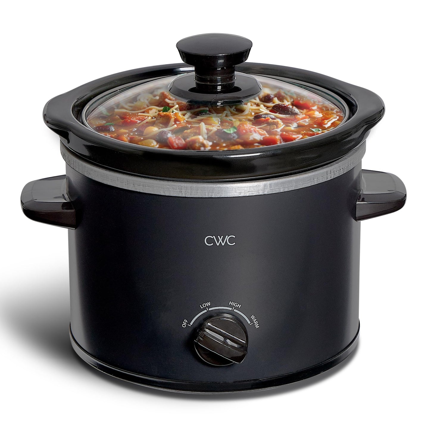 COOK WITH COLOR 2QT Mini Electric Round Slow Cooker - Adjustable Settings, Removable Stoneware Pot, Tempered Glass Lid, Dishwasher Safe, Cool-Touch Side Handles, Greige