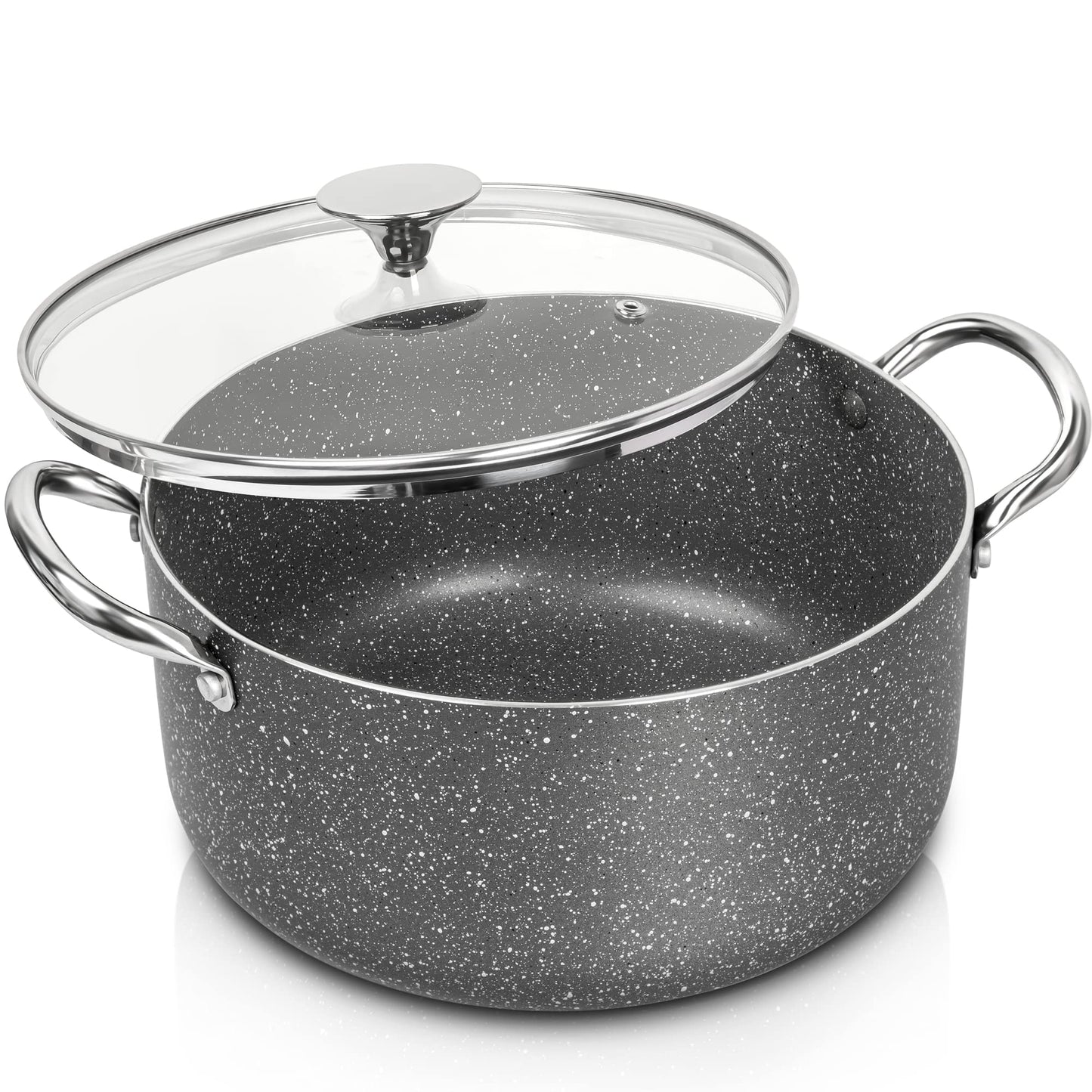MICHELANGELO Nonstick Cooking Pot - 6 Quart Soup Pot with Lid for Family Meals, Non-Toxic Stockpot with Stay-Cool Handles, Induction Ready, Easy Cleanup, PFOA & PFOS Free