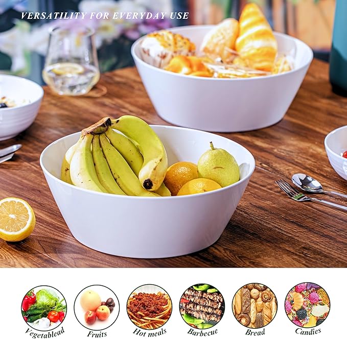 MIYOPESI 11.5-Inch Melamine Mixing Bowls (Set of 2) - Unbreakable and Reusable Large Serving Bowls, Stackable and Dishwasher-Safe - Versatile for All Meals