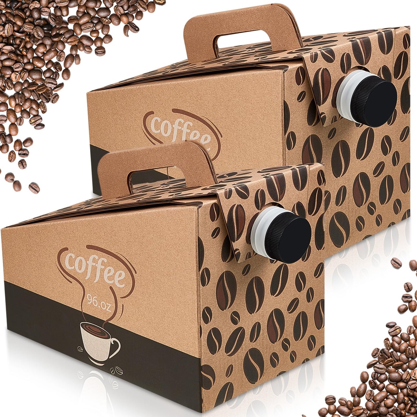Dandat 10 Pack Coffee to Go Dispenser Box with Handle Lids, 96 oz