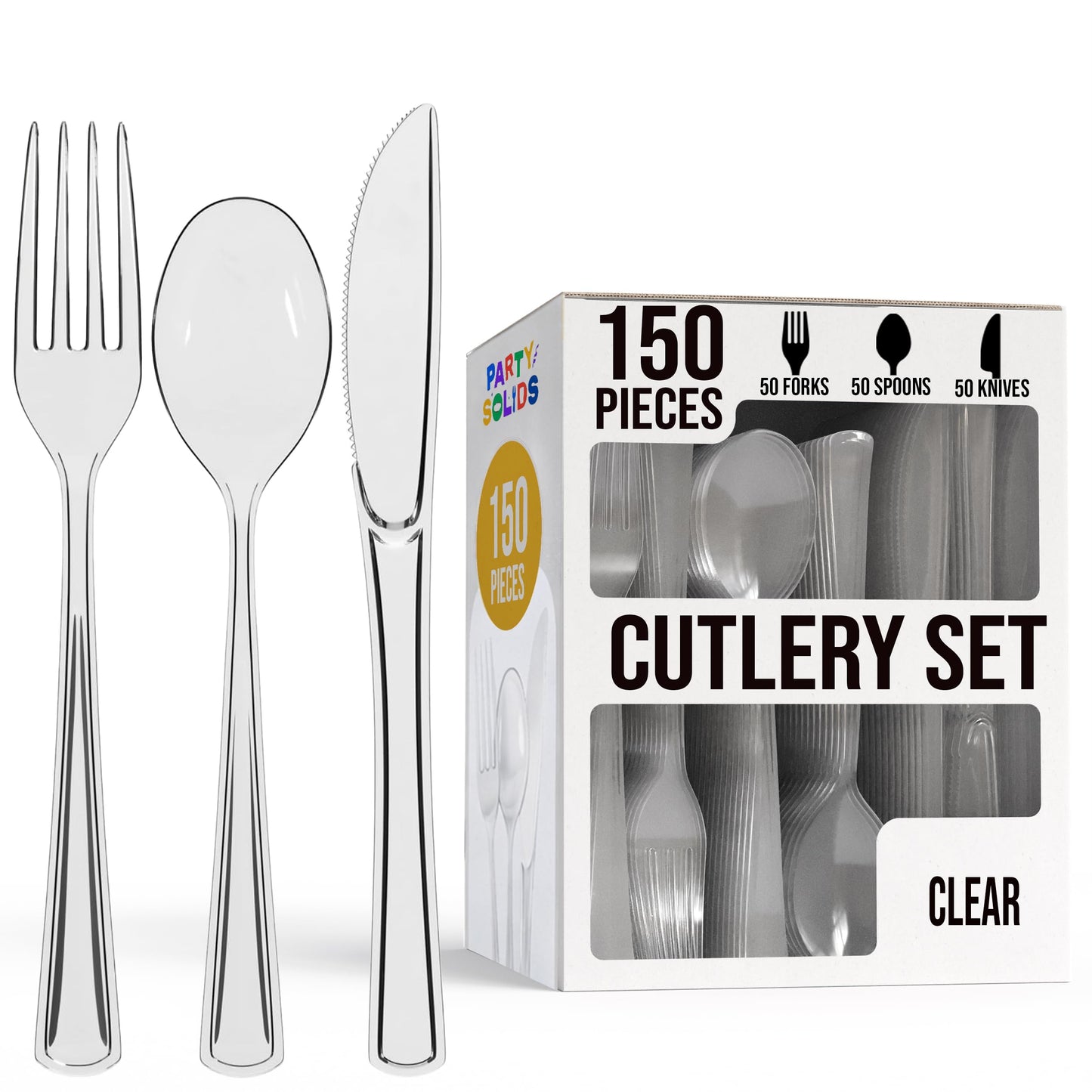 Party Solids Red Plastic Silverware 150 Pcs Red Cutlery Set