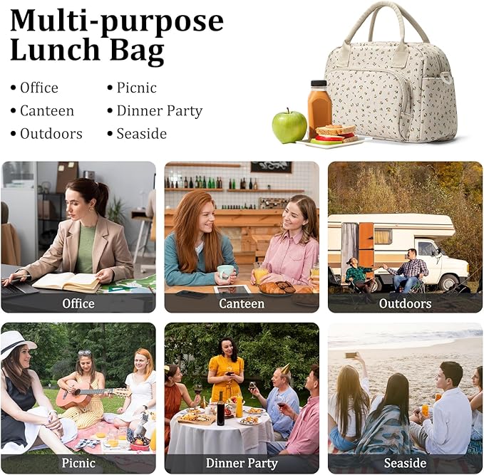 MEXS Insulated Lunch Bag for Women Men Large Reusable Lunch Box Adult Leakproof Portable Cooler Tote Bags for Work Picnic