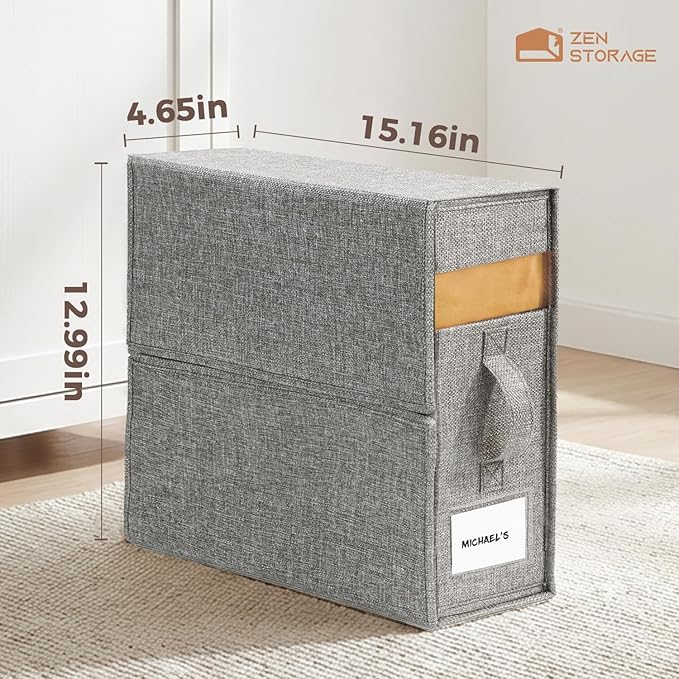 12Pack Sheet Organizers and Storage - King/Queen Size Sheet Storage Organizer with Window, Foldable & Dustproof Sheet Organizer for Linen Closet for Summer Blankets & Sheet Sets,Grey