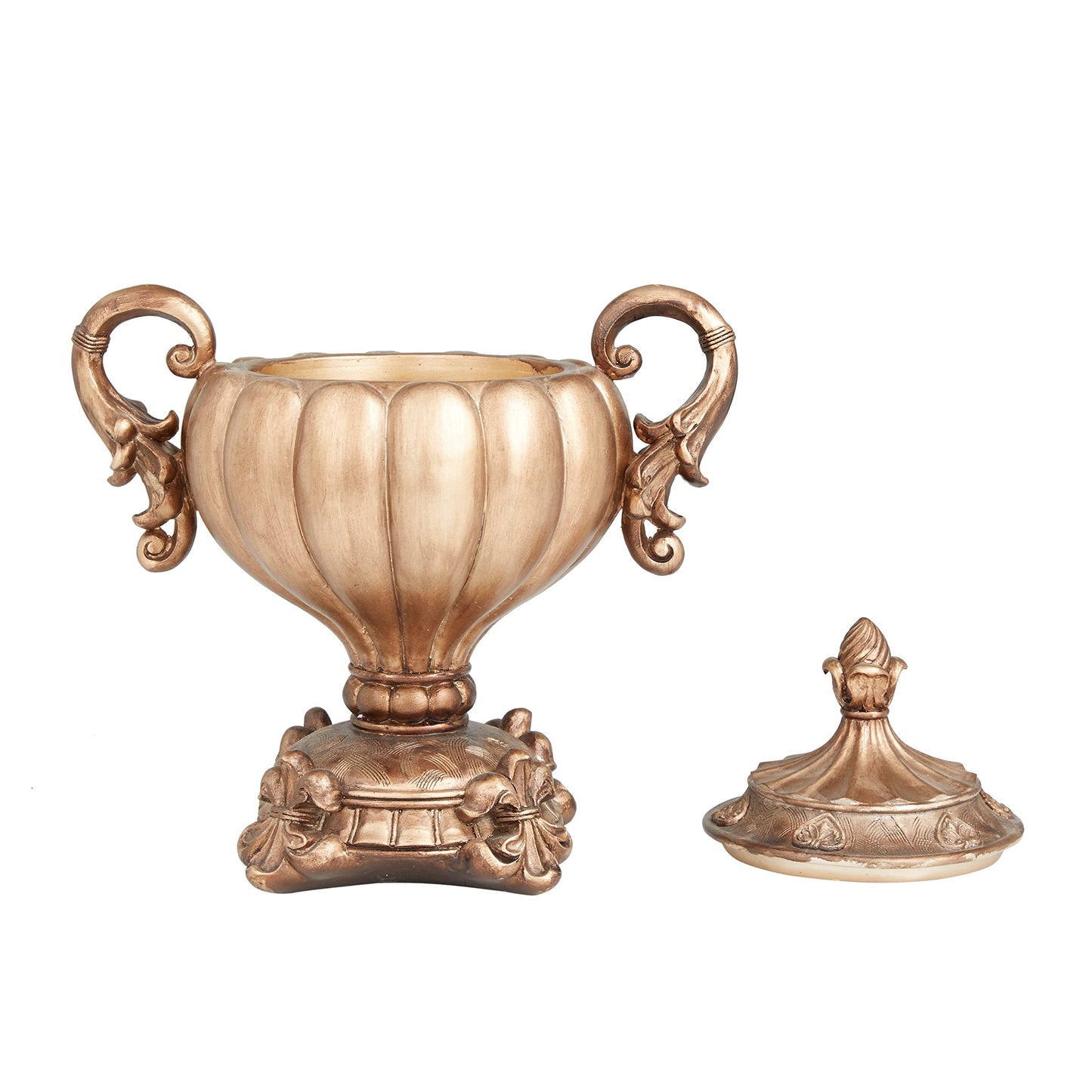 Deco 79 Polystone Solid Decorative Jars, 12" x 8" x 13", Bronze