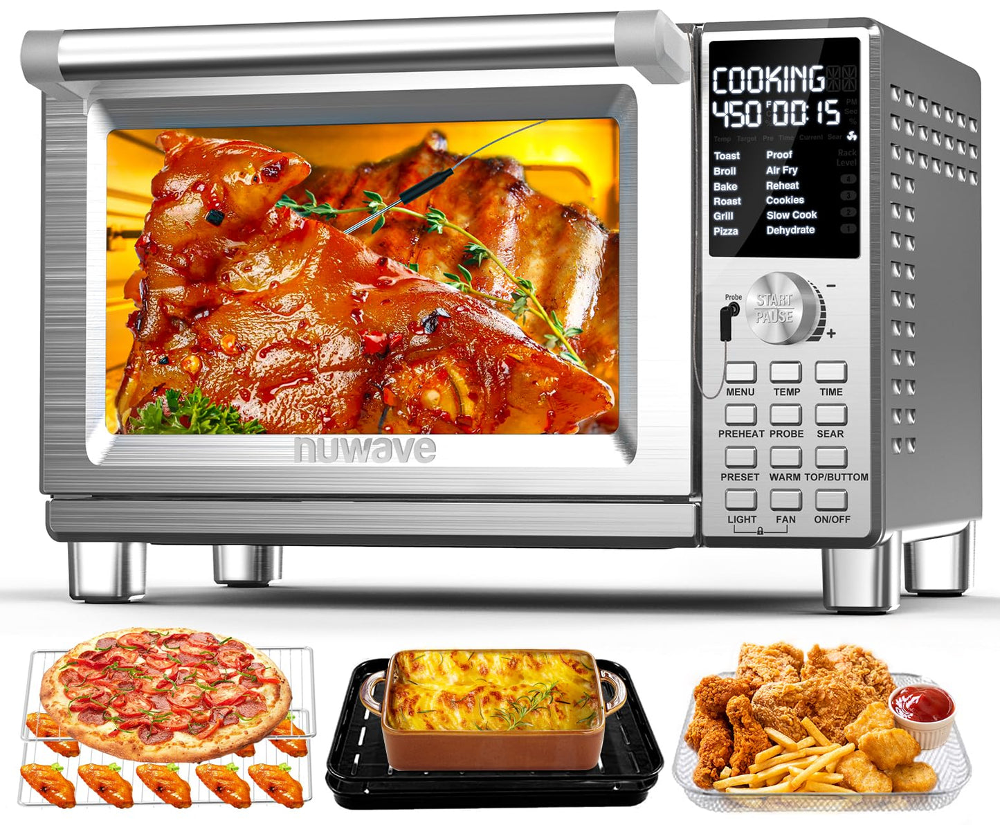 Nuwave Bravo XL Air Fryer Convection Oven, 112-in-1 Smart Grill Combo