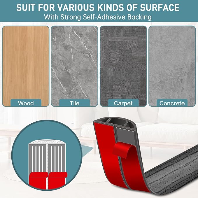 Floor Cord Cover Self Adhesive Cord Hider Floor Extension Cord Covers