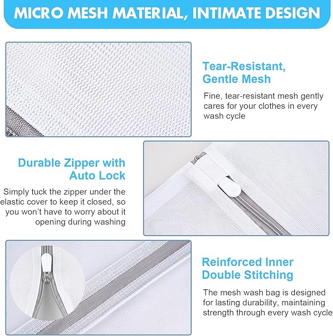 4 Pack Mesh Laundry Bags for Delicates, Laundry Bags Mesh Wash Bags (4x Large), Lingerie Bags for Washing Delicates, Garment Bag for Washing Machine