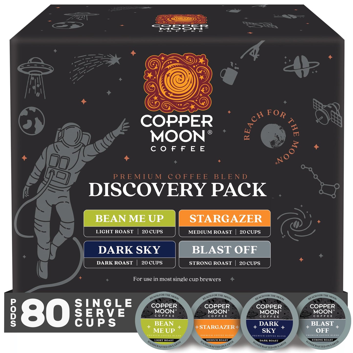 Copper Moon K-Cup Coffee Pods, Dark Roast, Sumatra Blend, 80 Count
