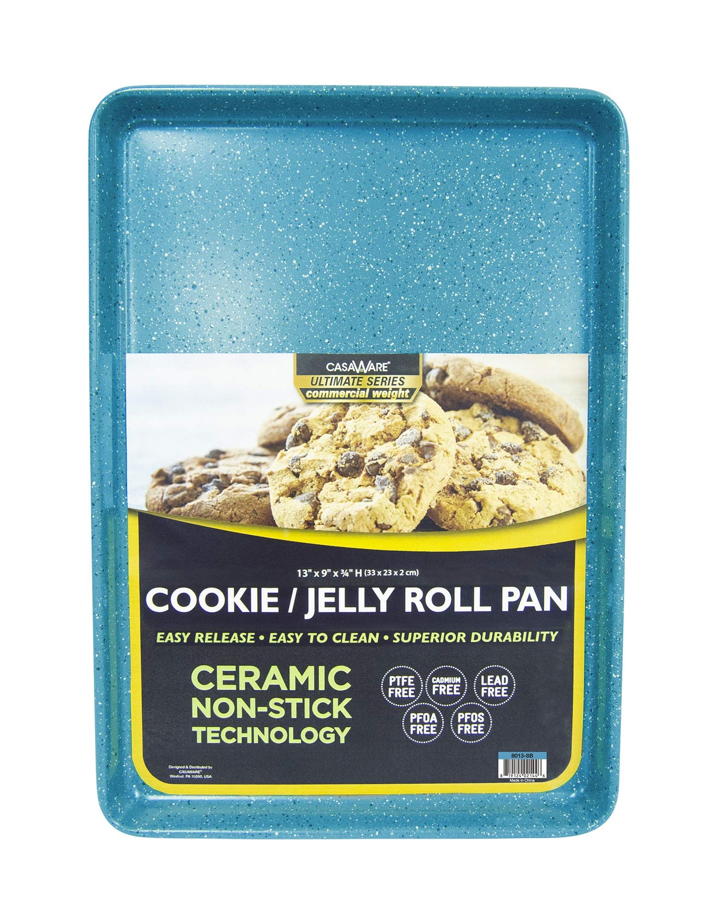 casaWare 13 x 9 x 1-Inch Ultimate Series Commercial Weight Ceramic Non-Stick Coating Cookie/Jelly Roll Pan (Red Granite)