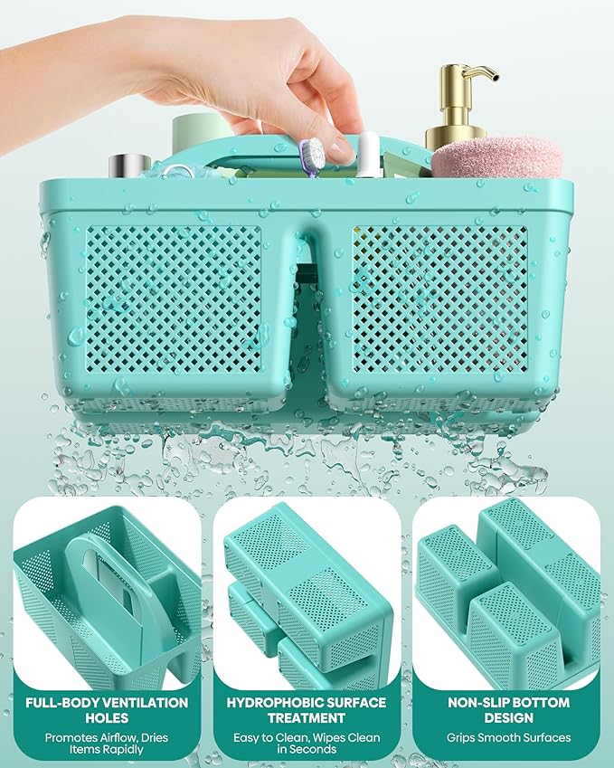 4 PCS Portable Shower Caddy, Integrated Handle, Reinforced Plastic, Organizer Storage Bathroom Supplies and Beauty Products, Cleaning Supplies, Shower Basket for Home, Dorm, Shelf and Cabinet