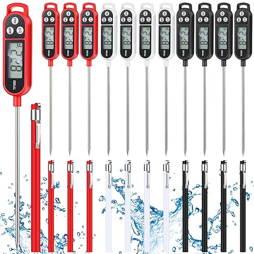 Copkim 6 Pcs Food Thermometer Instant Read Probe BBQ,Black,White,Red