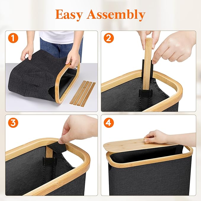 Lifewit Toilet Paper Storage Holder for 9 to 12 Rolls, Free Standing Toilet Paper Basket Stand with Bamboo Lid, Collapsible Fabric Bathroom Organizer Box for Mega Rolls, 23L, Large, Dark Gray