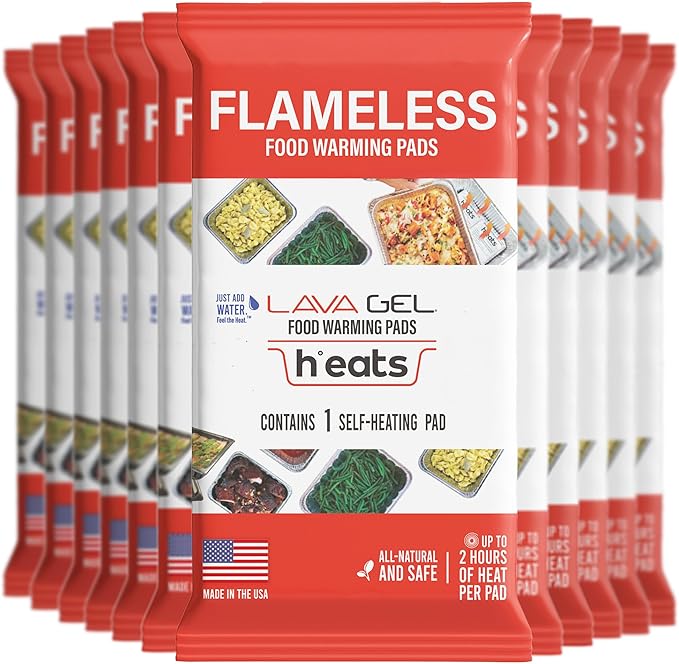 Lava Gel Flame-Free Catering Heat Pads & Buffet Kits – Sustainable Natural Mineral Food Warming Solution for Full & Half Pans (Party Kit/Pack of 12)