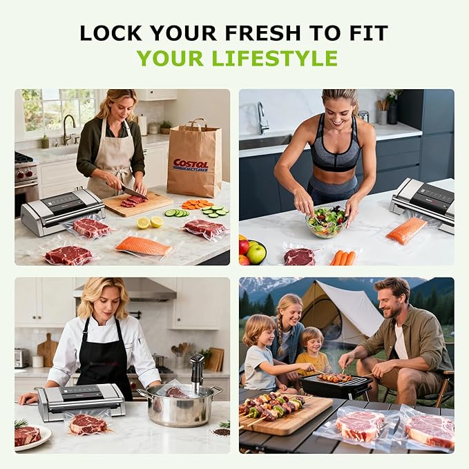 Bonsenkitchen Vacuum Sealer for Food, 5-in-1 Heavy Duty Performance