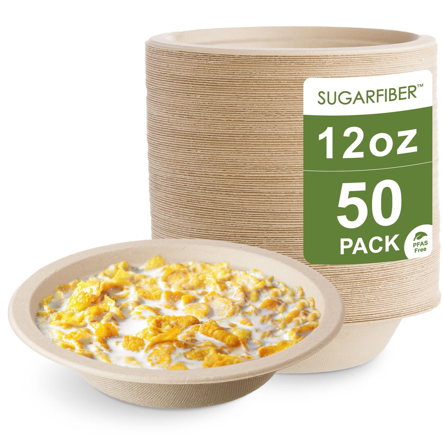 24oz Compostable Paper Bowls Disposable Round Natural Soup Bowls, 500 Count