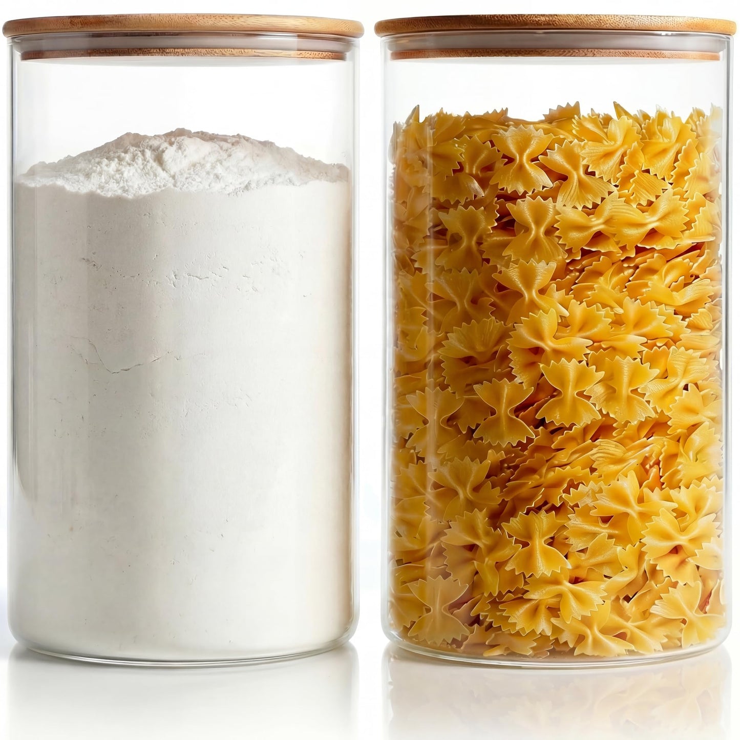27 oz Glass Jars with Bamboo Lids, Airtight Food Storage Containers, 6 Pack