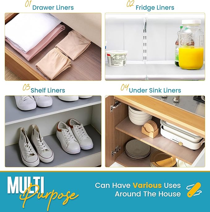 Refrigerator Liners for Shelves by Linda’s Essentials - Easy to Clean Fridge Liner with Spill Protection Fridge Shelf Liners & Drawer Liner, Nonslip BPA-Free Refrigerator Mats (Clear Roll)