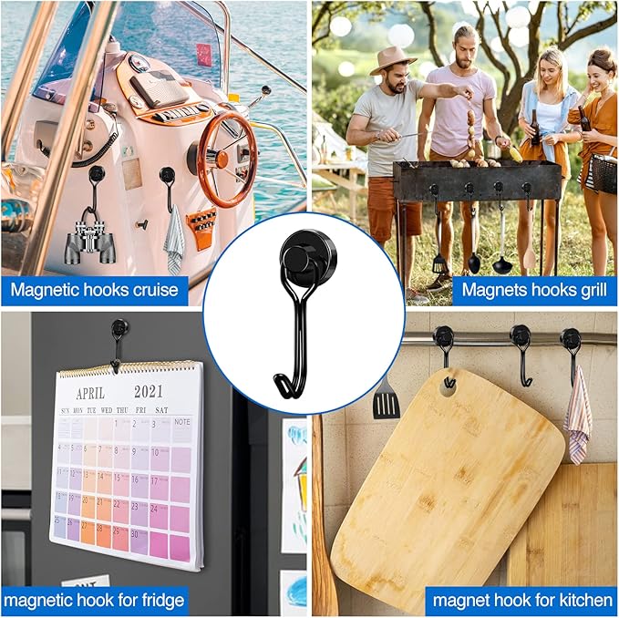 LOVIMAG Hooks, 30lbs+ Magnetic Magnet Hook 2026 Cruise Cabin Ship Essentials Heavy Duty Strong Refrigerator Fridge Hanging for Classroom Beach Vacation Kitchen Grills Home Mug Hanger (6 Pack)