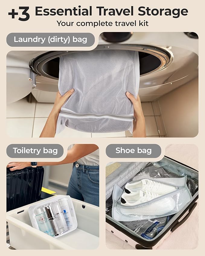 BAGSMART Vacuum Storage Bags for Travel with Rechargeable Air Pump, 12 Pack Portable Space Saver Bags for Travel & Home, Vacuum Compression Seal Bag for Clothing, Blanket, Duvets