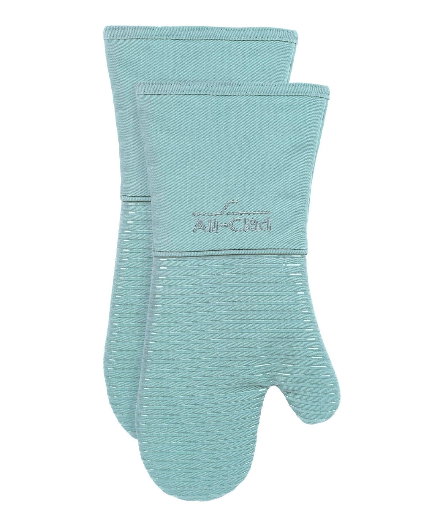 All-Clad Silicone Oven Mitts: Heat Resistant to 500 Degrees - 100% Cotton & Silicone, 14"x7" Pot Holders for Kitchen and Barbeque, 2-Pack, Almond