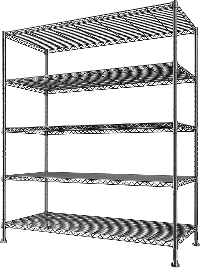 REIBII Heavy Duty 5-Tier Storage Shelves, 45.5''W for Kitchen Garage Retail
