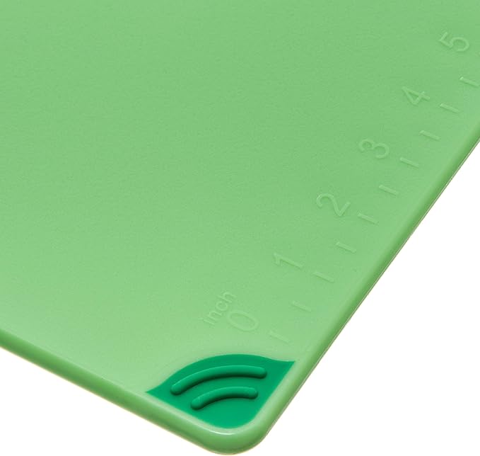 San Jamar Saf-T-Grip Cutting Board With Molded-In Ruler, Plastic Chopping Board for Kitchen, 9" x 12" x 0.35", 6 Count, Green
