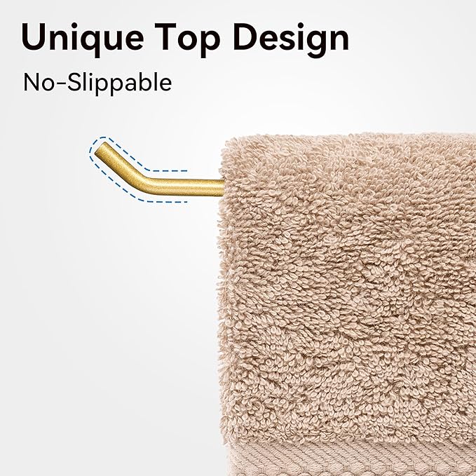 T-Shaped Hand Towel Holder Stand – Countertop Stainless Steel Towel Rack with Non-Slip Base for Bathroom, Kitchen, Vanity, Shiny Gold