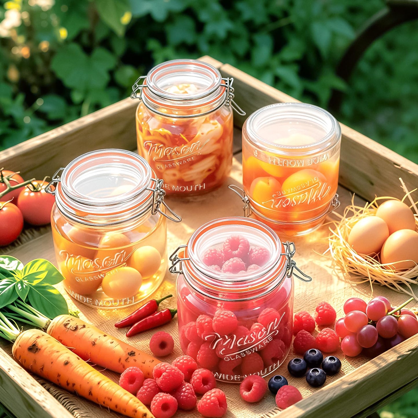 Qianfenie 64 oz Mason Jars with Lids, 2 Pack Half Gallon Glass Jars