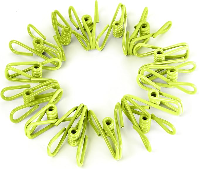 30 Pack Green Chip Bag Clips for Food - PVC 2 Inch Coated Sealer for Sealing Food - Paper Holder, Clothesline Clip for Laundry Hanging, Kitchen Bags, Multipurpose Clothes Pins