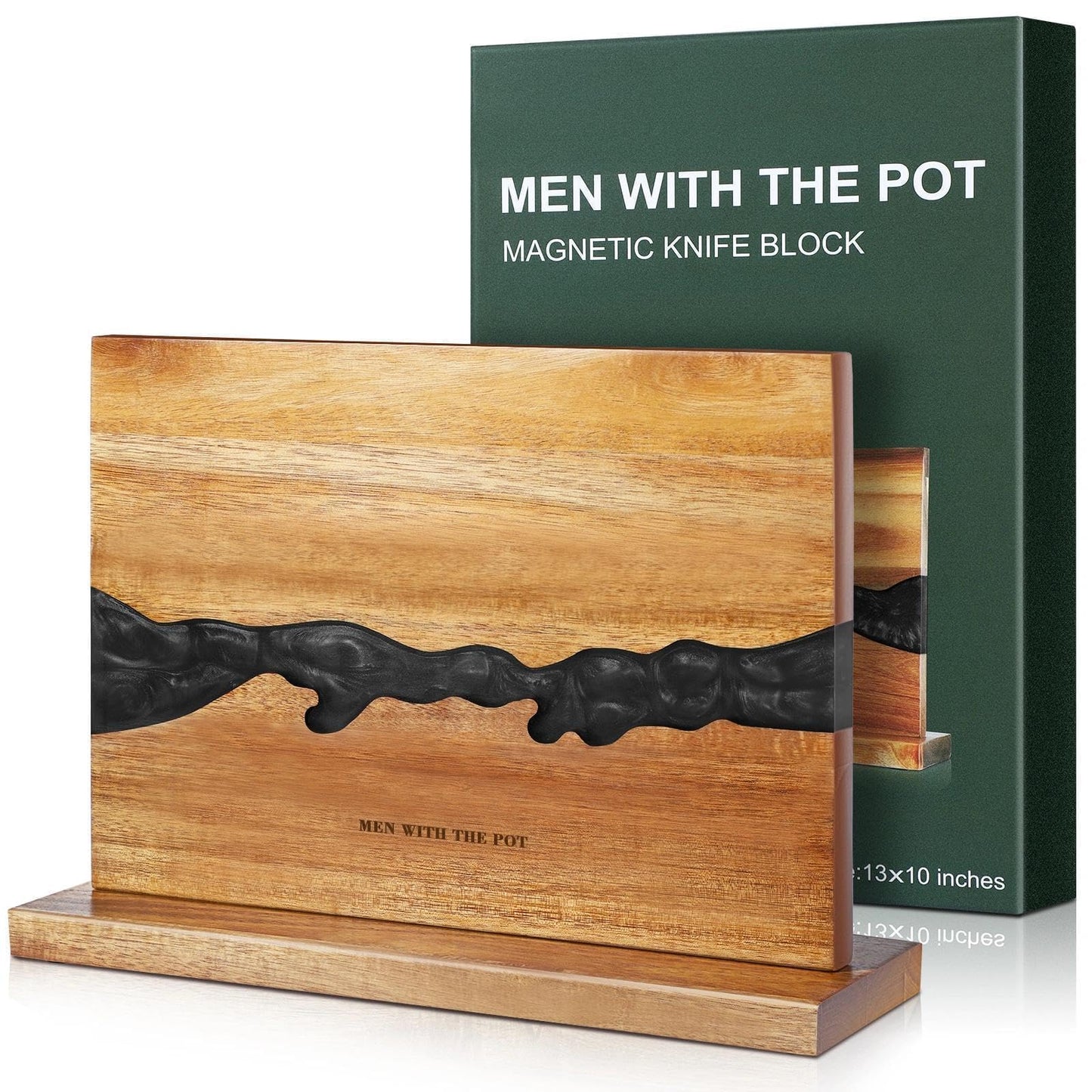MEN WITH THE POT Double Sided Countertop Magnetic Knife Block 14 x 10"