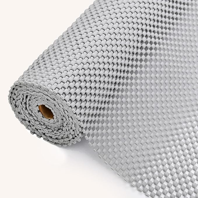 Drawer and Shelf Liner for Kitchen Cabinet: 17 in X 20 Ft Non Slip Waterproof Shelf Paper Non Adhesive Refrigerator Liners Light Gray Easy Liners for Bathroom