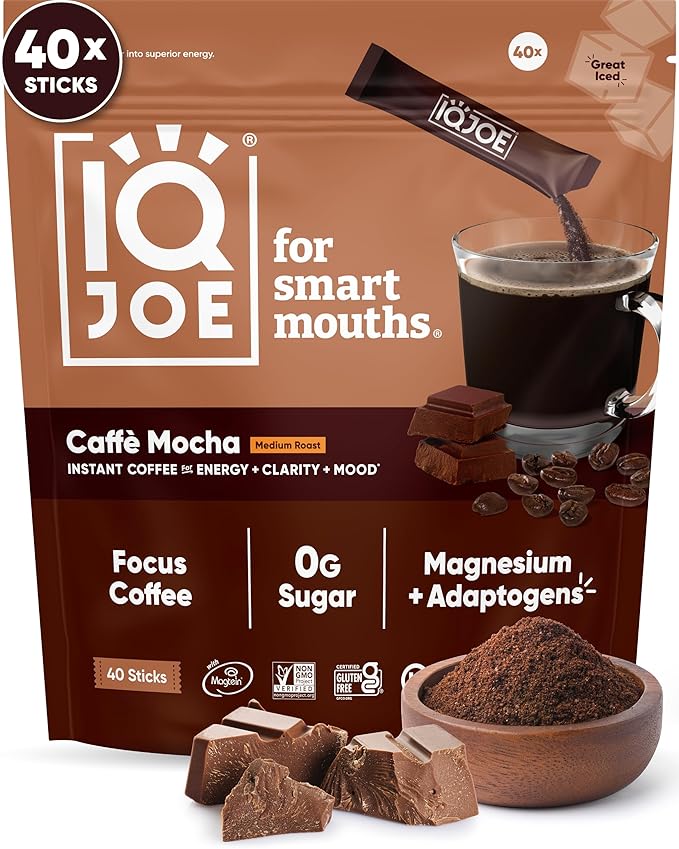 IQJOE Instant Mushroom Coffee Packets, Variety Pack, 16 Stick Packs