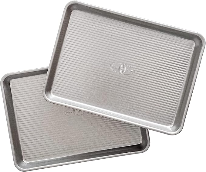 USA Pan Bakeware Mini Sheet Baking Pan Warp Resistant with Nonstick Quick Release Coating, Aluminzed Steel, Set of 2