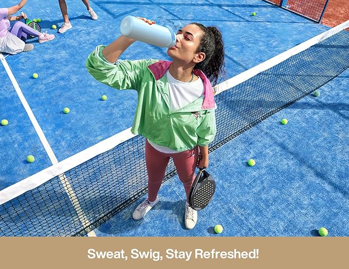 POWCAN 40 oz Insulated Water Bottle with 2-in-1 Straw and Spout Lid, Keep Cold 24H, Leak-Proof, BPA-Free, Double Wall Stainless Steel Water Bottle for Sports, Gym, Travel, and School (Mousse)