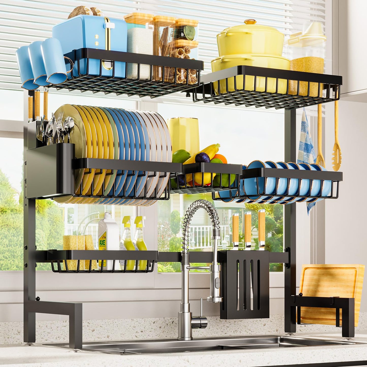 Sakugi Dish Drying Rack Over The Sink, Dish Drainer for Kitchen Counter