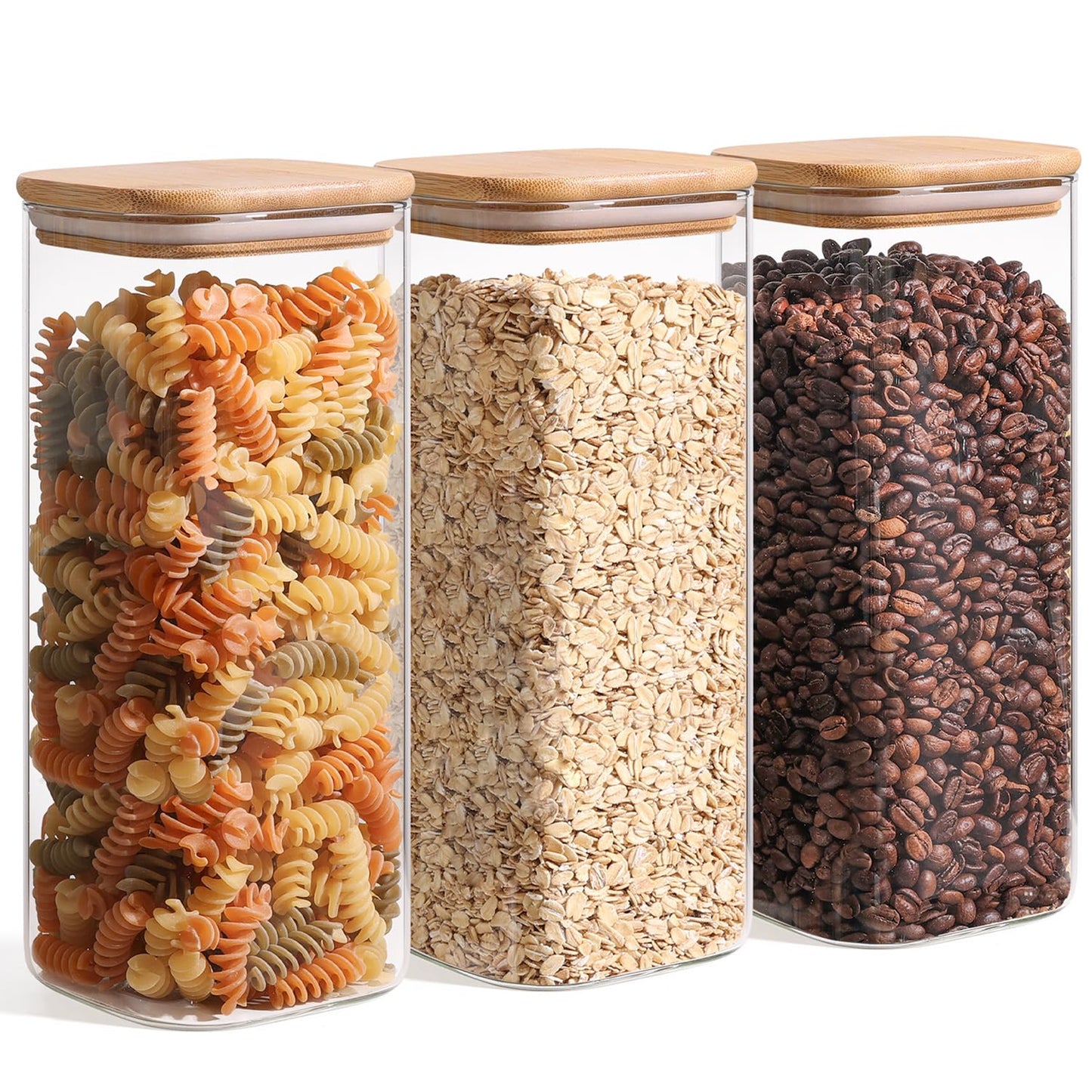 ComSaf Square Glass Containers with Lids 0.6 Qt, Set of 6 Small Glass Jars