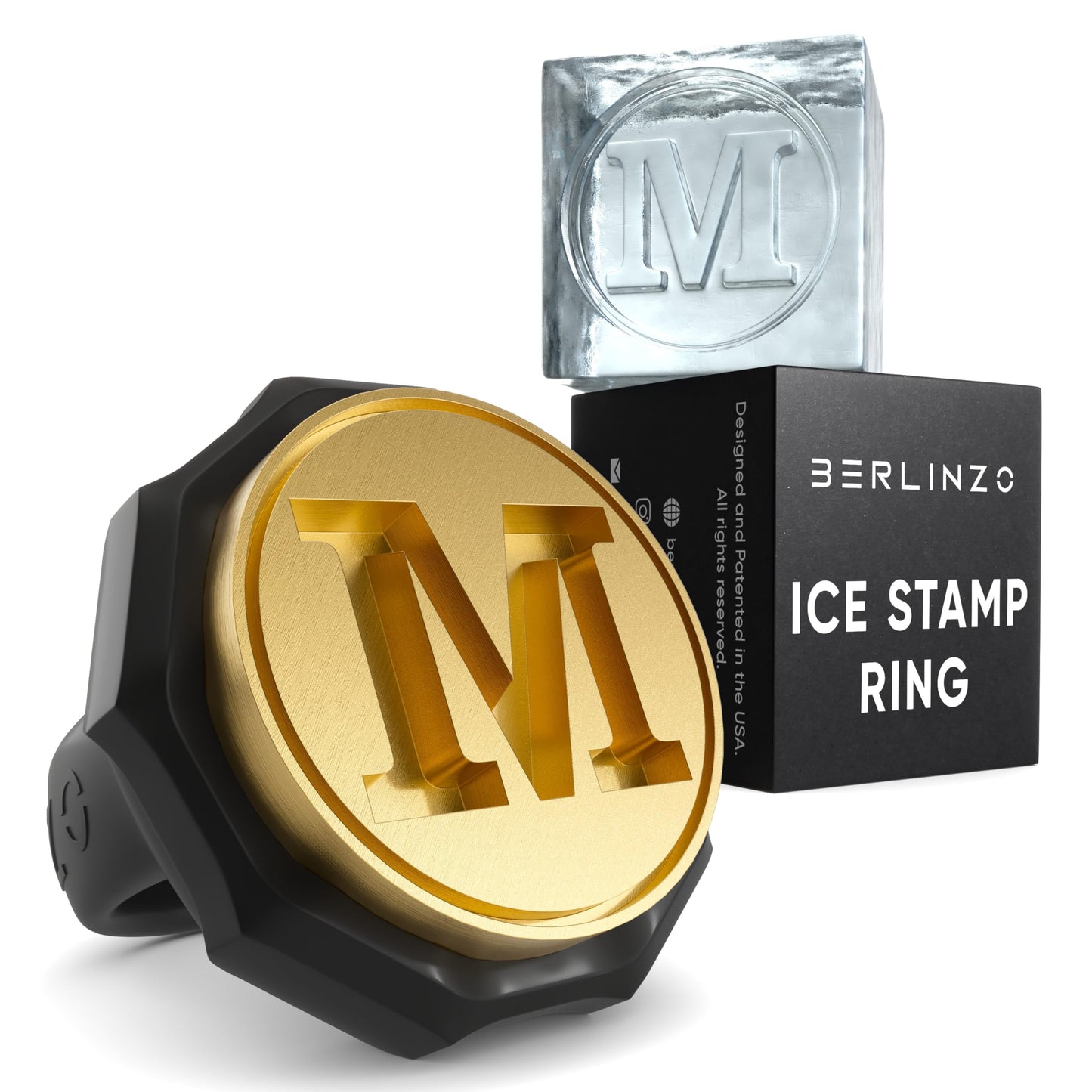 Berlinzo Brass Ice Stamp Ring Letter L