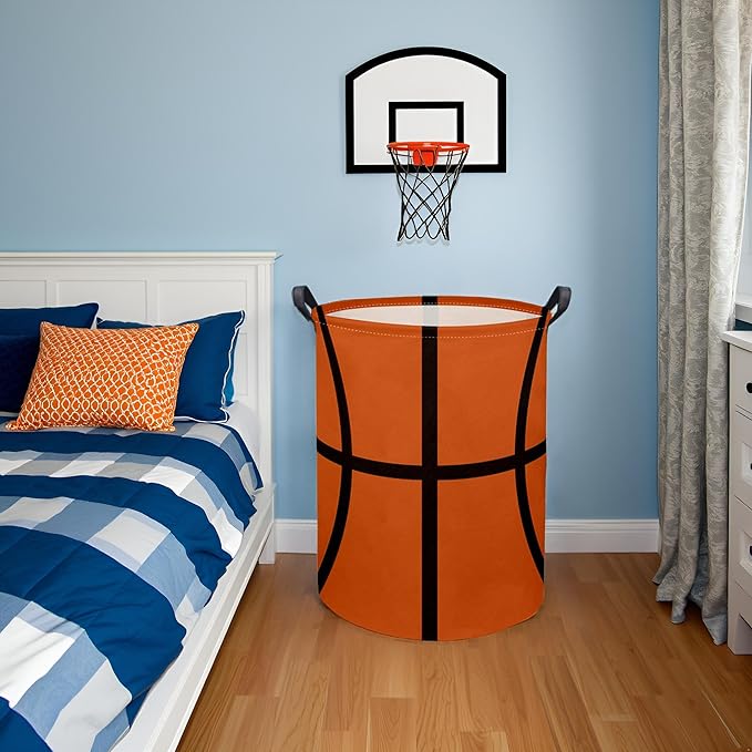 HIYAGON Basketball Kids Laundry hamper Baby Hamper for Nursery Boy and Girl Kids Cute Kids Toys Storage Bin Organizer Basketball Room Decor for Home(Basketball Pattern)