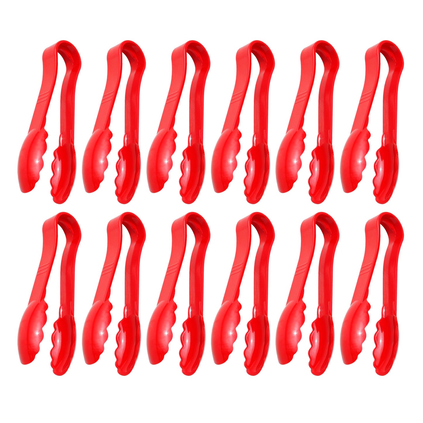 New Star Foodservice Utility Tong, High Heat Plastic, Scalloped, Set of 12 (6-Inch, Clear)