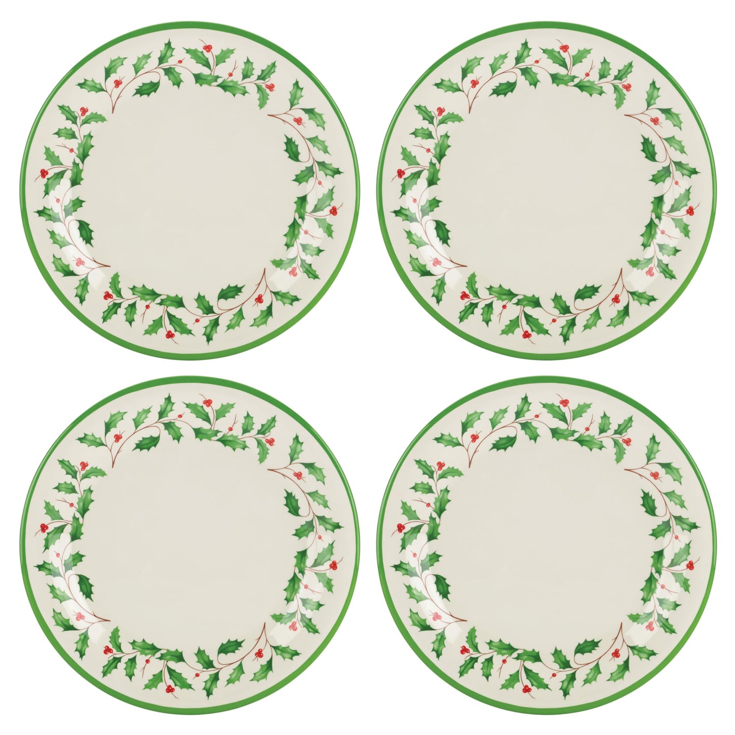 Lenox Holiday Melamine Christmas Dinner Plate Set for 4