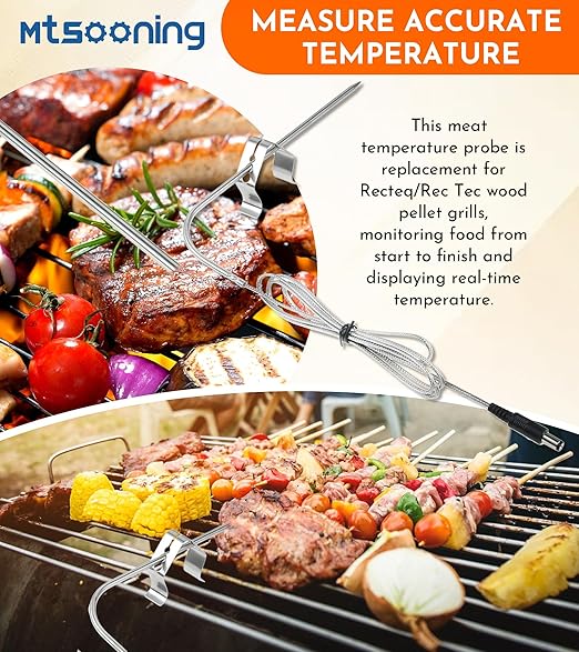 2-Pack Temperature Meat Probe with Thermometer Probe Holder Clip