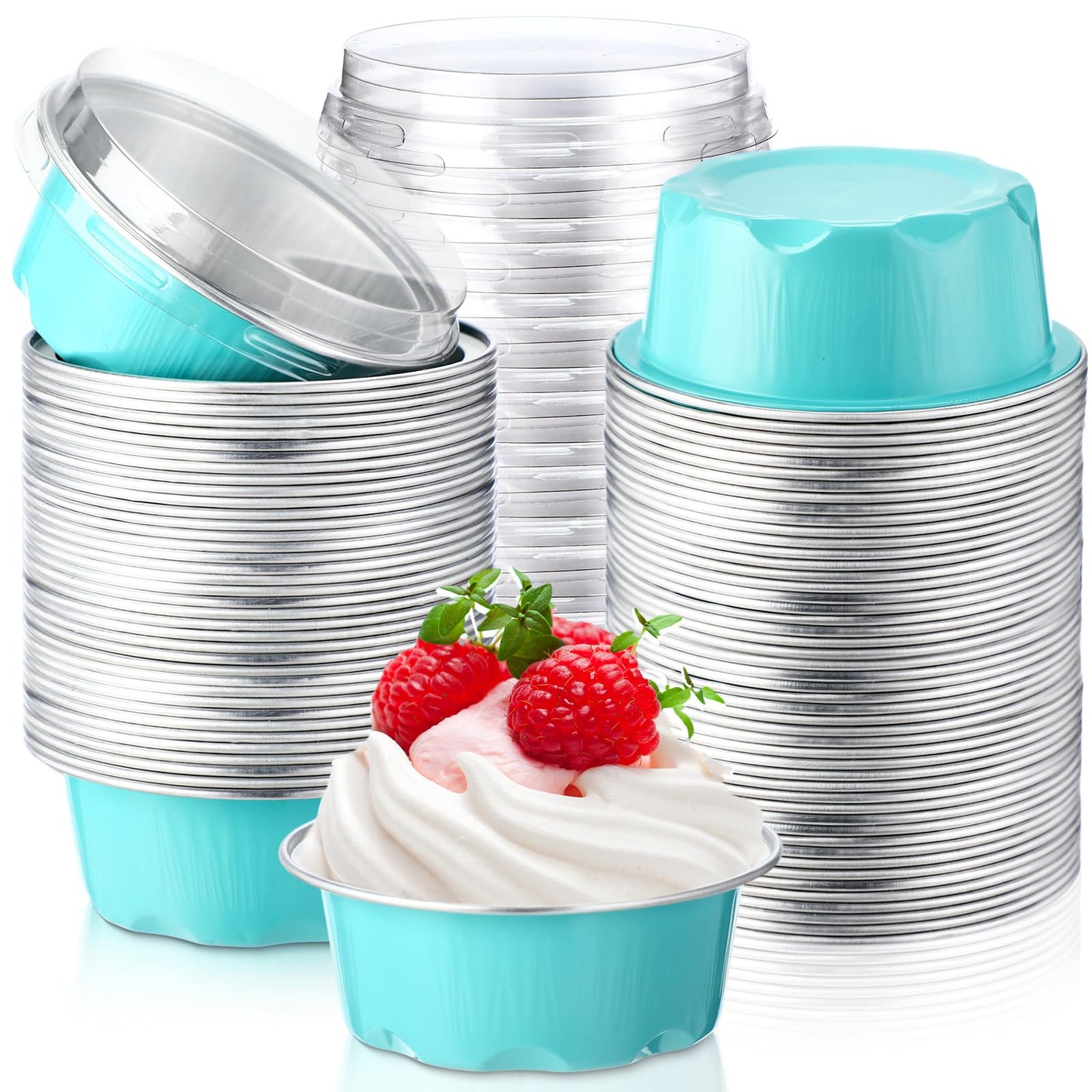 Eaasty 150 Pcs Baking Cups with Lids, 1.6 oz Cupcake Liners, Gold
