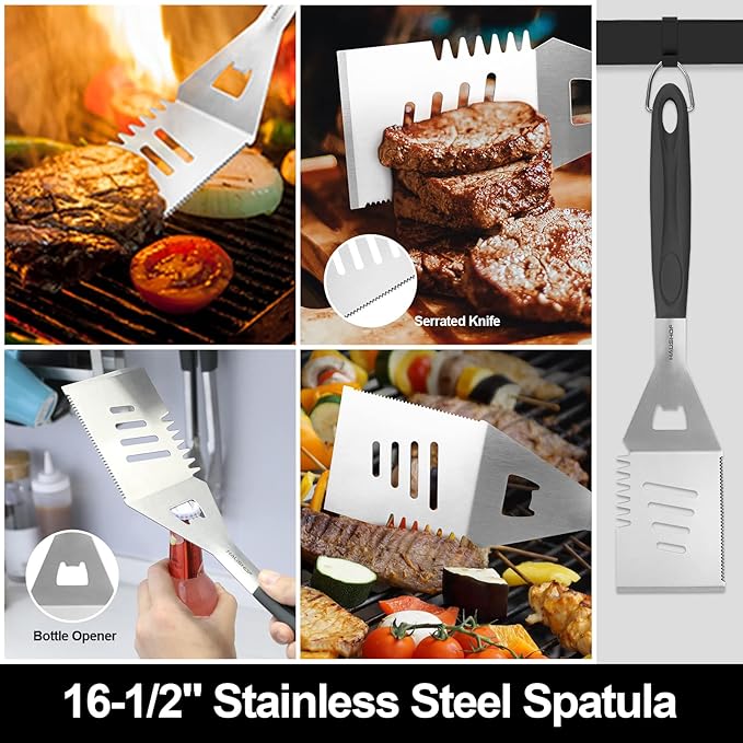 HAUSHOF BBQ Grill Accessories Set, 15PCS Stainless Steel Grill Tools